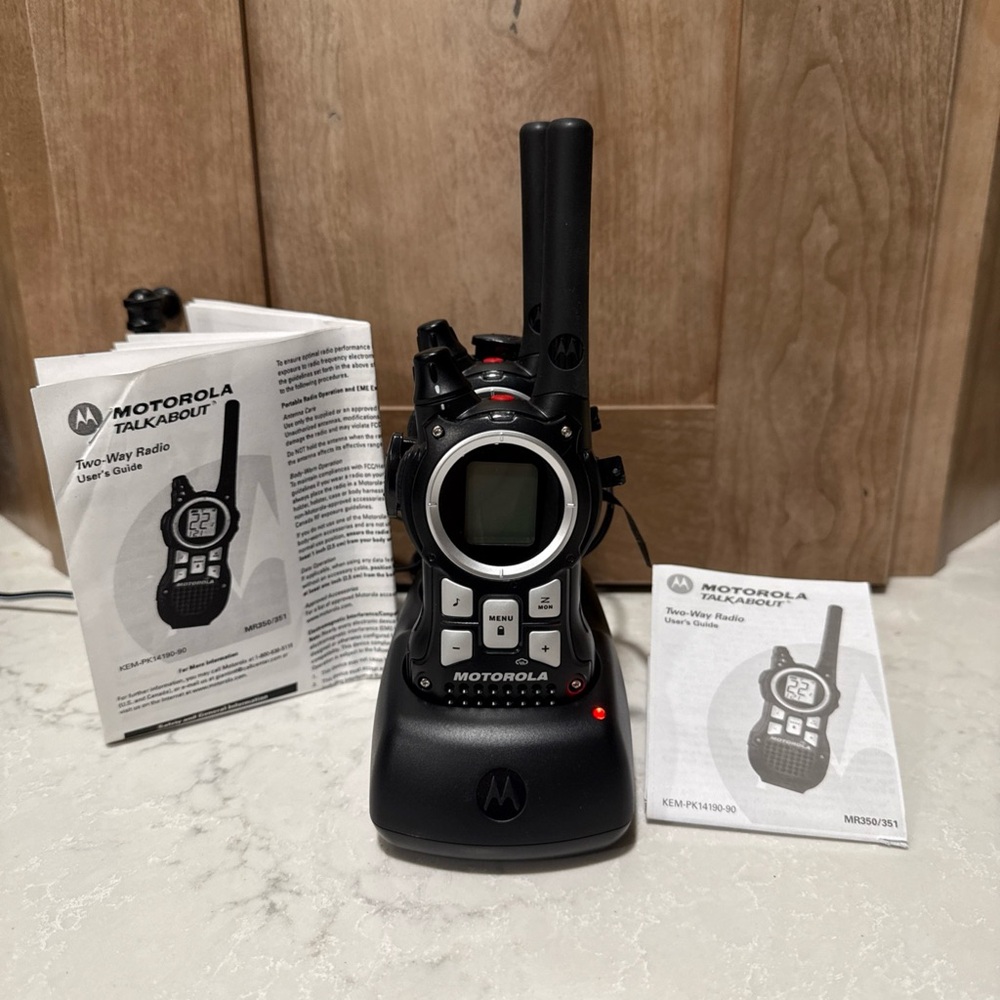 Motorola Black Two-Way Walkie Talkie with Charging Cradle- 2